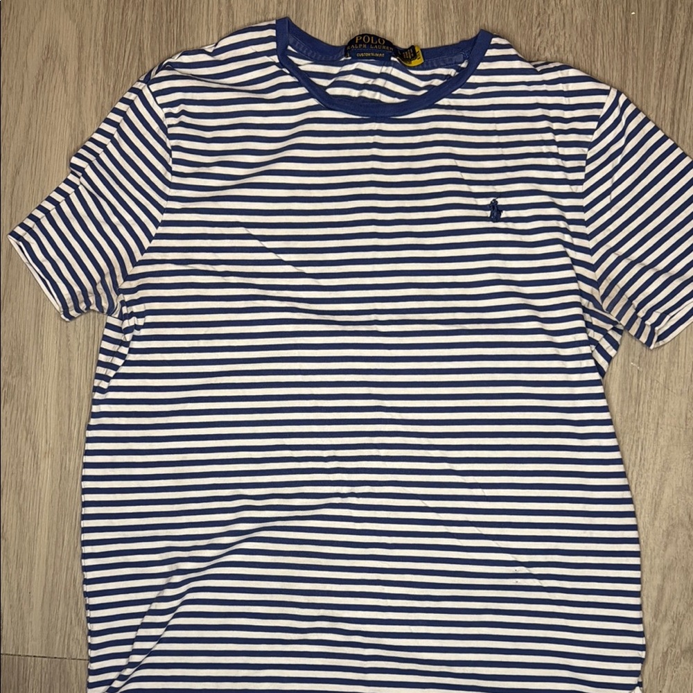 Polo Ralph Lauren Blue and White Striped Tee